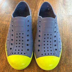 Native Shoes Water Friendly slip-on Size 2 Stellar Blue/Chartreuse
